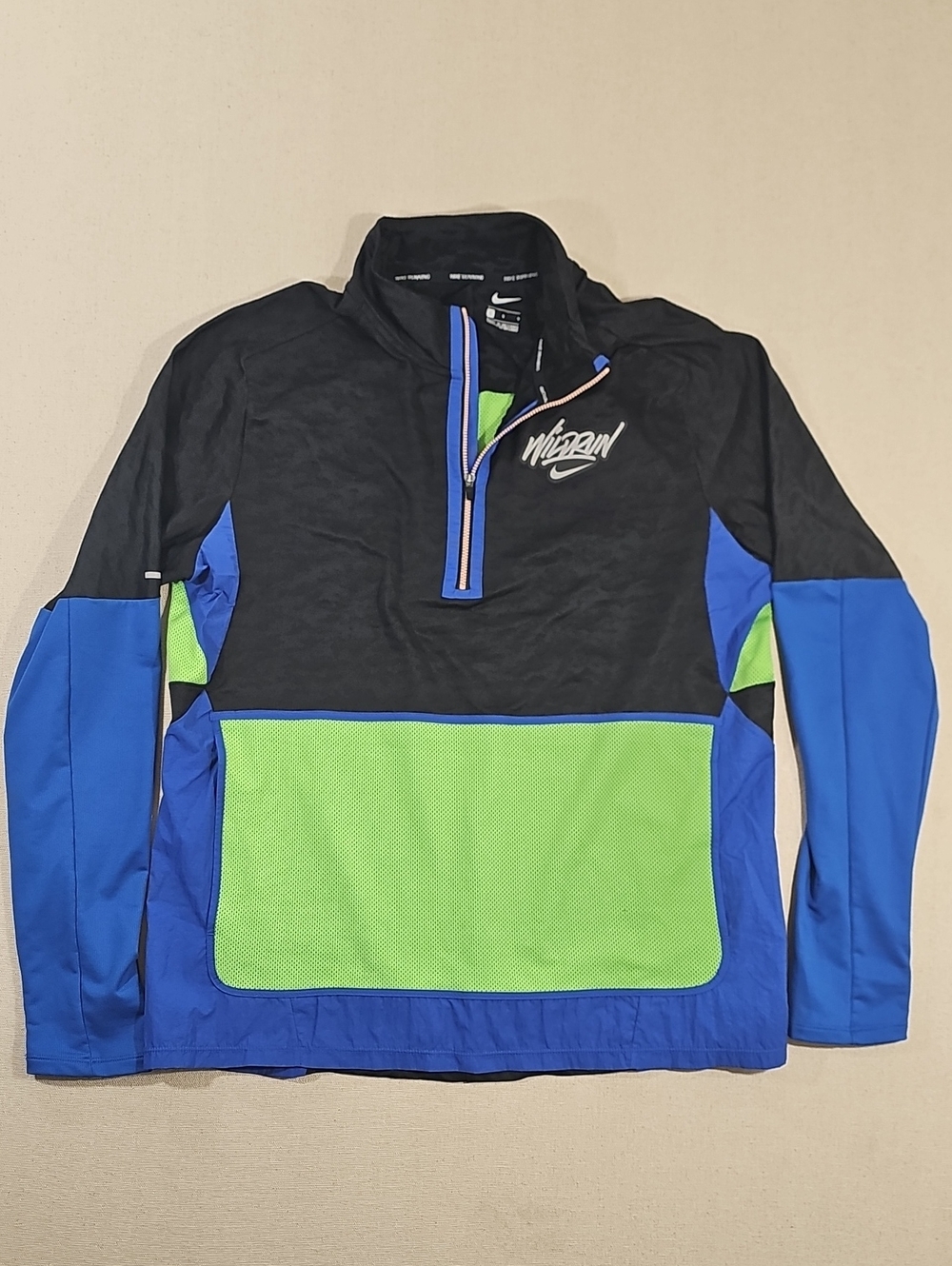 Nike Men’s Black, Blue & Lime Swim Rash Guard Pullover
